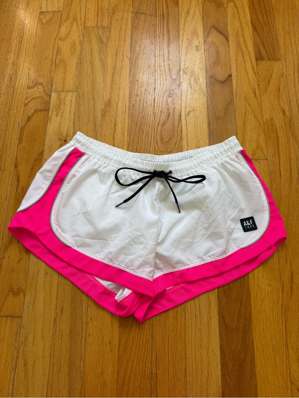 Abercrombie & Fitch White and Hot Pink Women's Athletic Shorts